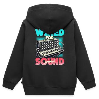 Synthétiseur Synthé Câblé Pour Le Son - Sweat Premium à capuche zippé enfant bio - noir - Dos - AI Model Kid Male (0cm)