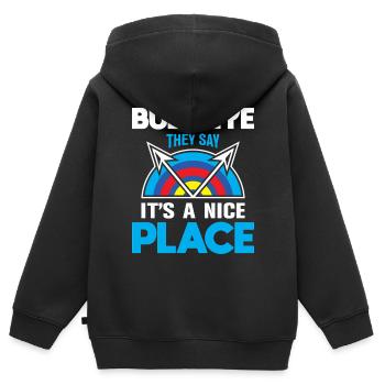 Bogenschießen Bogenschütze - Kinder Premium Organic Zip Hoodie - Schwarz - Hinten - AI Model Kid Male (0cm)