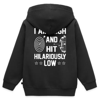 Bogenschießen Bogenschütze - Kinder Premium Organic Zip Hoodie - Schwarz - Hinten - AI Model Kid Male (0cm)