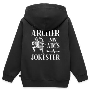 Bogenschießen Bogenschütze - Kinder Premium Organic Zip Hoodie - Schwarz - Hinten - AI Model Kid Male (0cm)