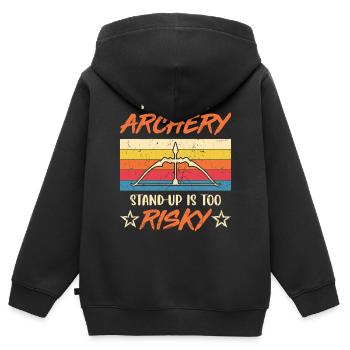 Bogenschießen Bogenschütze - Kinder Premium Organic Zip Hoodie - Schwarz - Hinten - AI Model Kid Male (0cm)