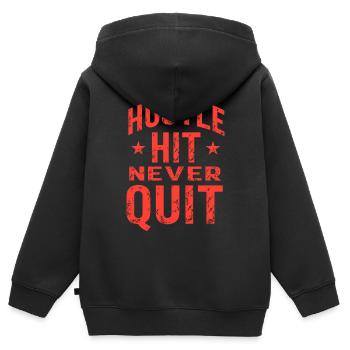 Hustle Hit Never Quit Athlete Fitness - Sweat Premium à capuche zippé enfant bio - noir - Dos - AI Model Kid Male (0cm)