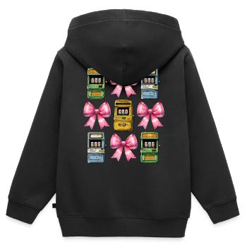 Coquette Bow Spielautomat Glücksspiel Gambler - Kinder Premium Organic Zip Hoodie - Schwarz - Hinten - AI Model Kid Male (0cm)