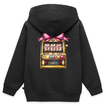 Coquette Bow Spielautomat Glücksspiel Gambler - Kinder Premium Organic Zip Hoodie - Schwarz - Hinten - AI Model Kid Male (0cm)