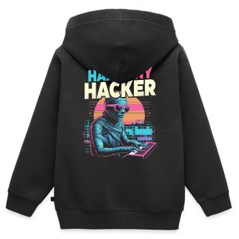 Synthétiseur Synthé Grosse Caisse DAW - Sweat Premium à capuche zippé enfant bio - noir - Dos - AI Model Kid Male (0cm)
