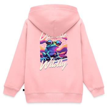 Synthétiseur Synthé Grosse Caisse DAW - Sweat Premium à capuche zippé enfant bio - rose - Dos - AI Model Kid Female (0cm)