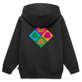 Crêpes colorées Pop Art Connoisseur Point culminant - Sweat Premium à capuche zippé enfant bio - noir - Dos - AI Model Kid Male (0cm)