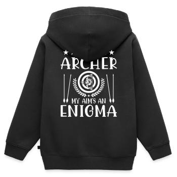 Bogenschießen Bogenschütze - Kinder Premium Organic Zip Hoodie - Schwarz - Hinten - AI Model Kid Male (0cm)