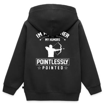 Bogenschießen Bogenschütze - Kinder Premium Organic Zip Hoodie - Schwarz - Hinten - AI Model Kid Male (0cm)