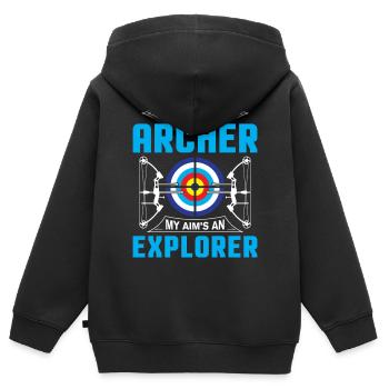 Bogenschießen Bogenschütze - Kinder Premium Organic Zip Hoodie - Schwarz - Hinten - AI Model Kid Male (0cm)