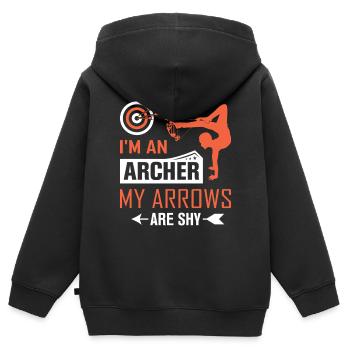 Bogenschießen Bogenschütze - Kinder Premium Organic Zip Hoodie - Schwarz - Hinten - AI Model Kid Male (0cm)