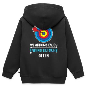 Bogenschießen Bogenschütze - Kinder Premium Organic Zip Hoodie - Schwarz - Hinten - AI Model Kid Male (0cm)