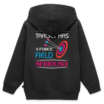 Bogenschießen Bogenschütze - Kinder Premium Organic Zip Hoodie - Schwarz - Hinten - AI Model Kid Male (0cm)