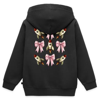 Coquette proue fusée spatiale navette spatiale - Sweat Premium à capuche zippé enfant bio - noir - Dos - AI Model Kid Male (0cm)