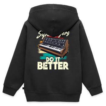 Synthesizer Synthesizers Do It Better - Kids Premium Organic Zip-up Hoodie - black - Back - AI Model Kid Male (0cm)