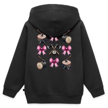 Coquette Bogen Holzarbeiter Logger Mütter Tag Rosa - Kinder Premium Organic Zip Hoodie - Schwarz - Hinten - AI Model Kid Male (0cm)
