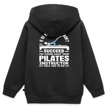 Réussir le Pilates avec les instructions de l'instructeur - Sweat Premium à capuche zippé enfant bio - noir - Dos - AI Model Kid Male (0cm)