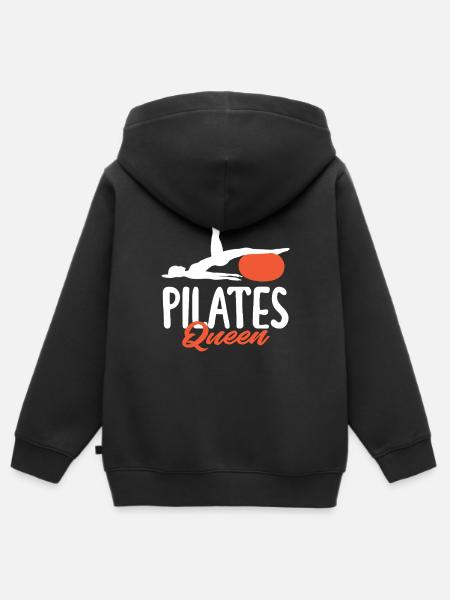Pilates Queen per gli amanti del fitness - Felpa Premium con cappuccio con zip bambino bio - nero