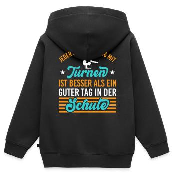 Turnen Mädchen Gymnastik Turnanzug Turnerin - Kinder Premium Organic Zip Hoodie - Schwarz - Hinten - AI Model Kid Male (0cm)