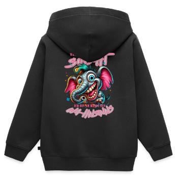 Wenn ihr mich sucht ich bin am Rande des Wahnsinns - Kinder Premium Organic Zip Hoodie - Schwarz - Hinten - AI Model Kid Male (0cm)