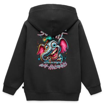 Wenn ihr mich sucht ich bin am Rande des Wahnsinns - Kinder Premium Organic Zip Hoodie - Schwarz - Hinten - AI Model Kid Male (0cm)