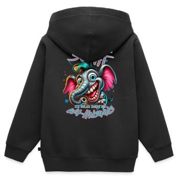 Wenn ihr mich sucht ich bin am Rande des Wahnsinns - Kinder Premium Organic Zip Hoodie - Schwarz - Hinten - AI Model Kid Male (0cm)
