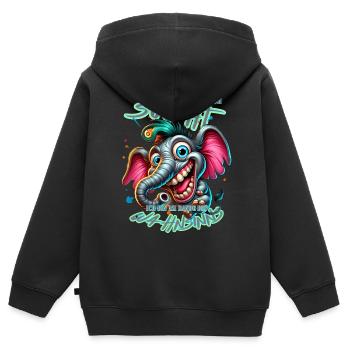 Wenn ihr mich sucht ich bin am Rande des Wahnsinns - Kinder Premium Organic Zip Hoodie - Schwarz - Hinten - AI Model Kid Male (0cm)
