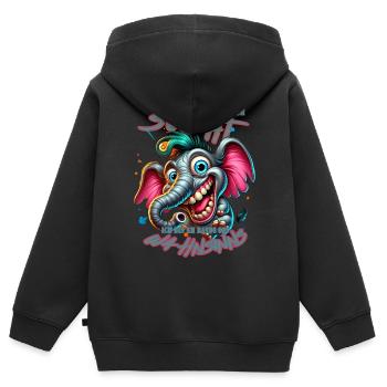 Wenn ihr mich sucht ich bin am Rande des Wahnsinns - Kinder Premium Organic Zip Hoodie - Schwarz - Hinten - AI Model Kid Male (0cm)