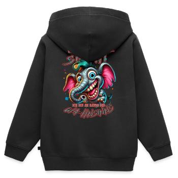 Wenn ihr mich sucht ich bin am Rande des Wahnsinns - Kinder Premium Organic Zip Hoodie - Schwarz - Hinten - AI Model Kid Male (0cm)