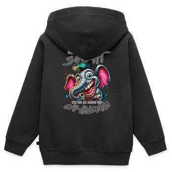 Wenn ihr mich sucht ich bin am Rande des Wahnsinns - Kinder Premium Organic Zip Hoodie - Schwarz - Hinten - AI Model Kid Male (0cm)