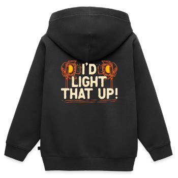 Technicien d’éclairage, j’allumerais ça - Sweat Premium à capuche zippé enfant bio - noir - Dos - AI Model Kid Male (0cm)