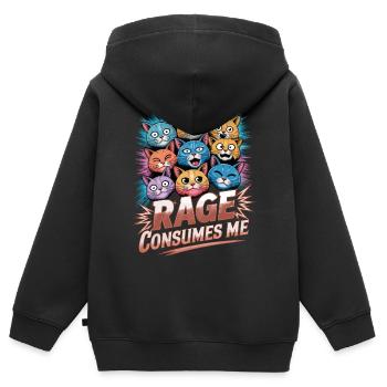 Rage Consumes Me Cat - Kinder Premium Organic Zip Hoodie - Schwarz - Hinten - AI Model Kid Male (0cm)