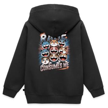 Rage Consumes Me Cat - Kinder Premium Organic Zip Hoodie - Schwarz - Hinten - AI Model Kid Male (0cm)