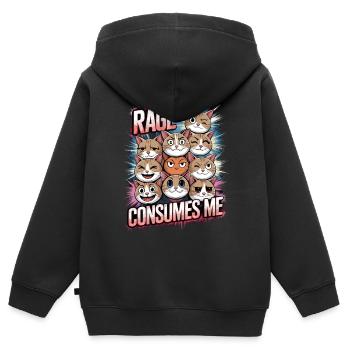 Rage Consumes Me Cat - Kinder Premium Organic Zip Hoodie - Schwarz - Hinten - AI Model Kid Male (0cm)
