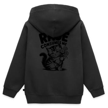 Rage Consumes Me Cat - Kinder Premium Organic Zip Hoodie - Schwarz - Hinten - AI Model Kid Male (0cm)