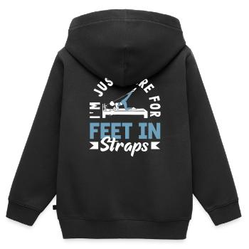 Pilates : juste là pour les pieds en sangles - Sweat Premium à capuche zippé enfant bio - noir - Dos - AI Model Kid Male (0cm)