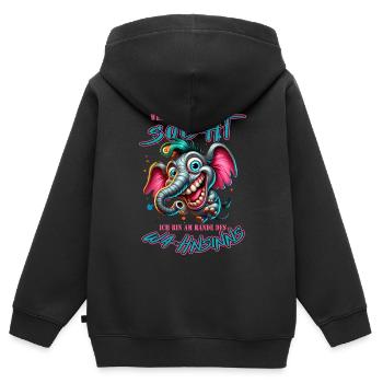Wenn ihr mich sucht, ich bin am Rande des Wahnsinn - Kinder Premium Organic Zip Hoodie - Schwarz - Hinten - AI Model Kid Male (0cm)