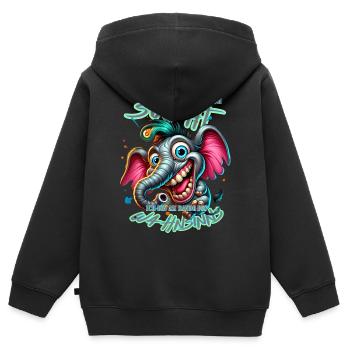 Wenn ihr mich sucht, ich bin am Rande des Wahnsinn - Kinder Premium Organic Zip Hoodie - Schwarz - Hinten - AI Model Kid Male (0cm)