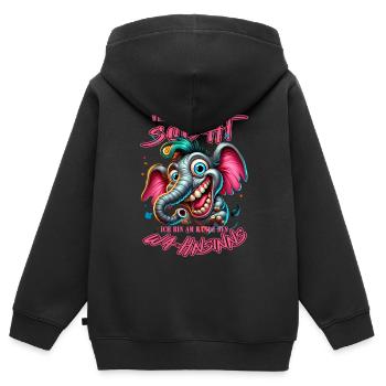 Wenn ihr mich sucht, ich bin am Rande des Wahnsinn - Kinder Premium Organic Zip Hoodie - Schwarz - Hinten - AI Model Kid Male (0cm)