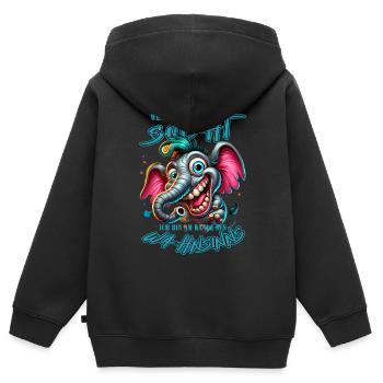 Wenn ihr mich sucht, ich bin am Rande des Wahnsinn - Kinder Premium Organic Zip Hoodie - Schwarz - Hinten - AI Model Kid Male (0cm)