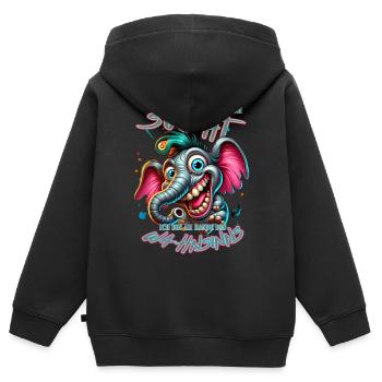 Wenn ihr mich sucht, ich bin am Rande des Wahnsinn - Kinder Premium Organic Zip Hoodie - Schwarz - Hinten - AI Model Kid Male (0cm)