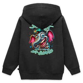 Wenn ihr mich sucht, ich bin am Rande des Wahnsinn - Kinder Premium Organic Zip Hoodie - Schwarz - Hinten - AI Model Kid Male (0cm)
