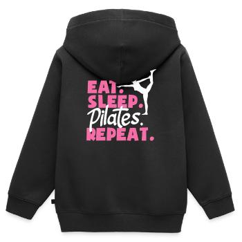 Pilates Eat Sleep Repeat Für Fitnessfans - Kinder Premium Organic Zip Hoodie - Schwarz - Hinten - AI Model Kid Male (0cm)