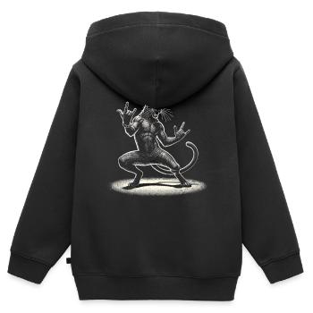 Rock-Panther – Metal und Power - Kinder Premium Organic Zip Hoodie - Schwarz - Hinten - AI Model Kid Male (0cm)
