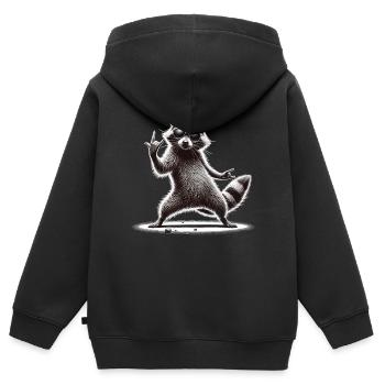 Rock-Waschbär – Metal und Coolness - Kinder Premium Organic Zip Hoodie - Schwarz - Hinten - AI Model Kid Male (0cm)