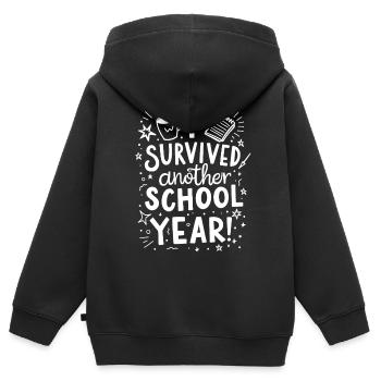 I Survived Another School Year – Lehrer Schüler - Kinder Premium Organic Zip Hoodie - Schwarz - Hinten - AI Model Kid Male (0cm)