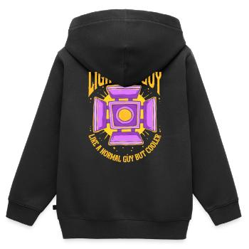 Technicien d’éclairage Technicien d’éclairage Éclairagiste - Sweat Premium à capuche zippé enfant bio - noir - Dos - AI Model Kid Male (0cm)