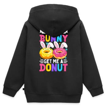Un lapin m’apporte un beignet - Sweat Premium à capuche zippé enfant bio - noir - Dos - AI Model Kid Male (0cm)