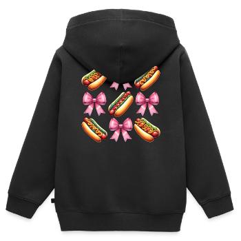 Coquette Schleife Hot Dog Hotdog Muttertag Rosa - Kinder Premium Organic Zip Hoodie - Schwarz - Hinten - AI Model Kid Male (0cm)