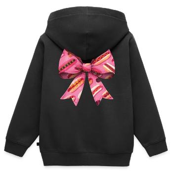 Coquette Bow Hot Dog Hotdog Muttertag Muster - Kinder Premium Organic Zip Hoodie - Schwarz - Hinten - AI Model Kid Male (0cm)